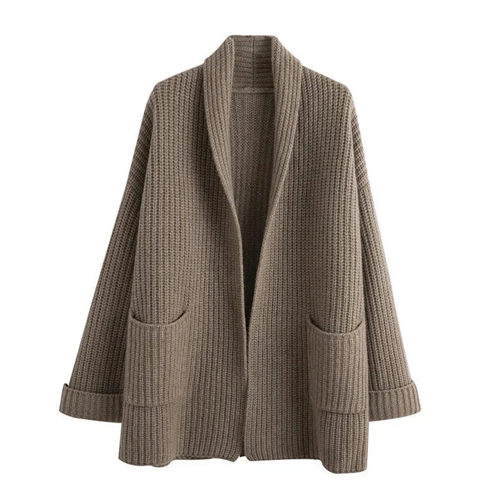 Florence Women's Open Front Chunky Knit Cardigan with Pockets