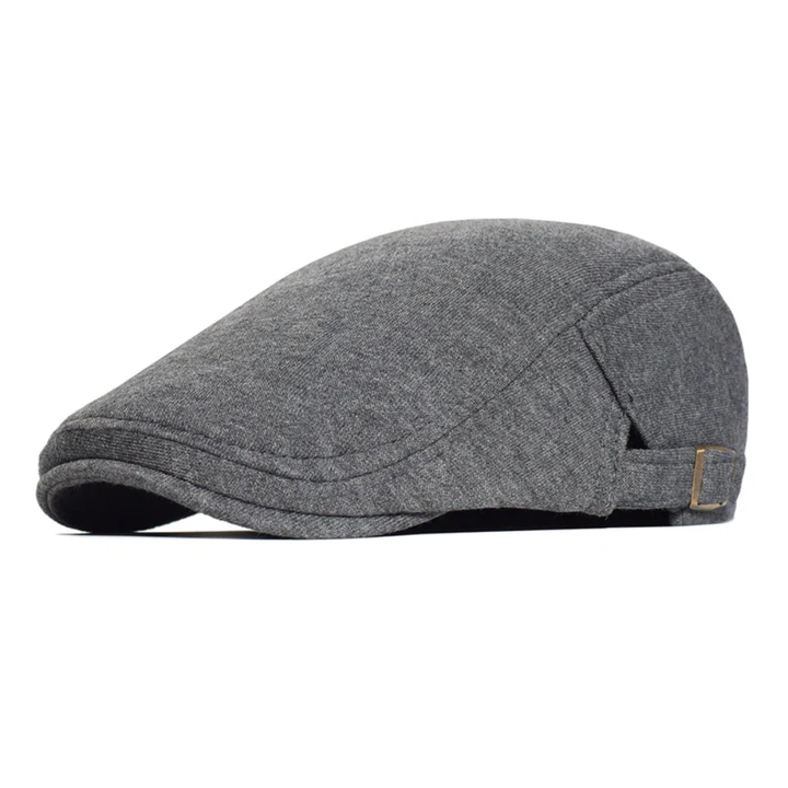 Grantham Men's Cotton Stretch Flat Cap in Grey