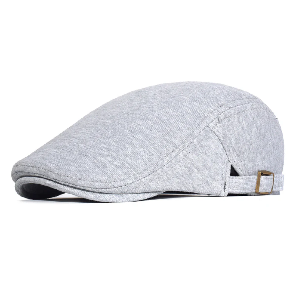 Grantham Men's Cotton Stretch Flat Cap in Grey