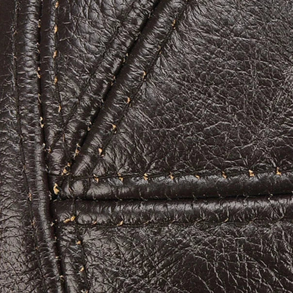 Genuine Leather Vintage Panel Baseball Cap with Adjustable Strap