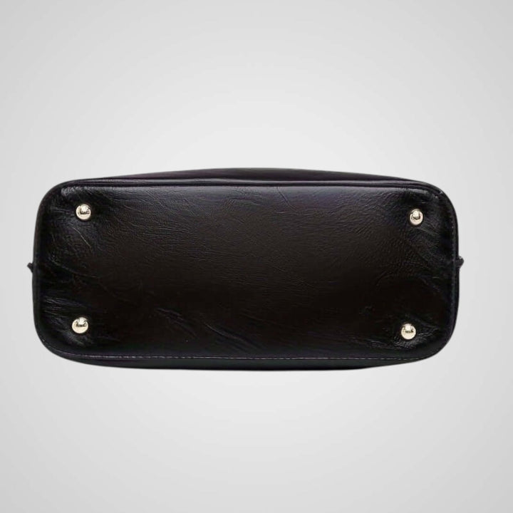 Two-Tone Faux Leather Structured Handbag with Crossbody Strap