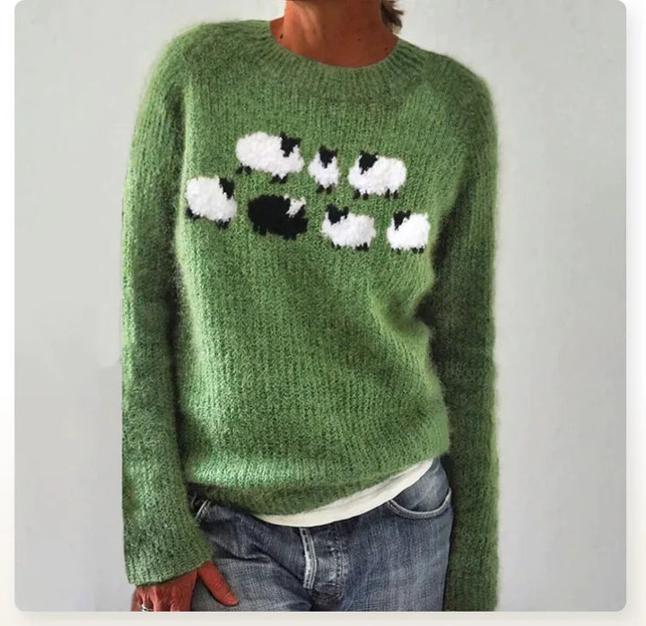 Women's Multicolor Striped Knit Pullover Sweater with Crew Neck