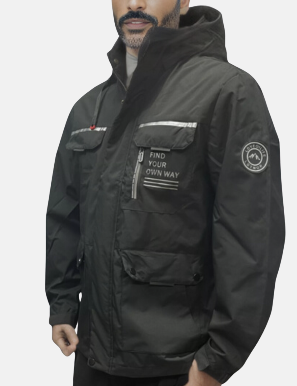 Men's Waterproof Hooded Winter Jacket with Multiple Pockets