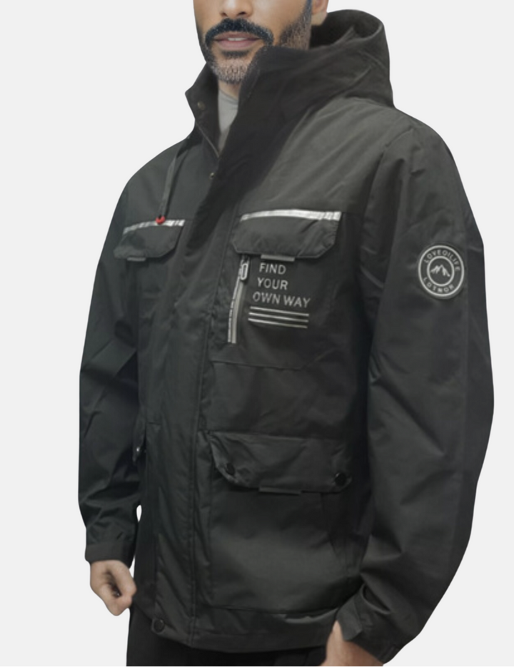 Men's Waterproof Hooded Winter Jacket with Multiple Pockets