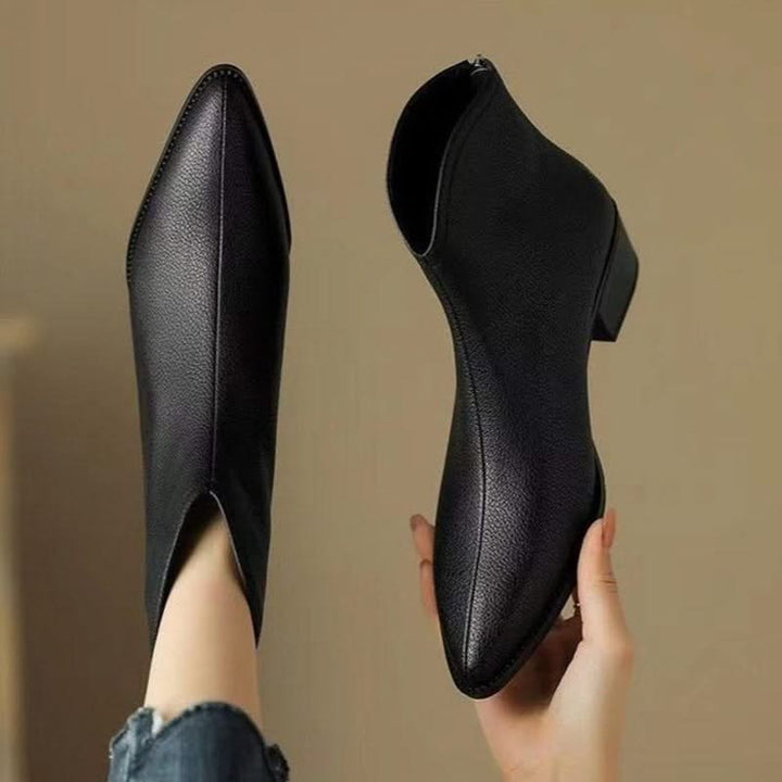 Adeline Women's Pointed Toe Ankle Boots with Block Heel