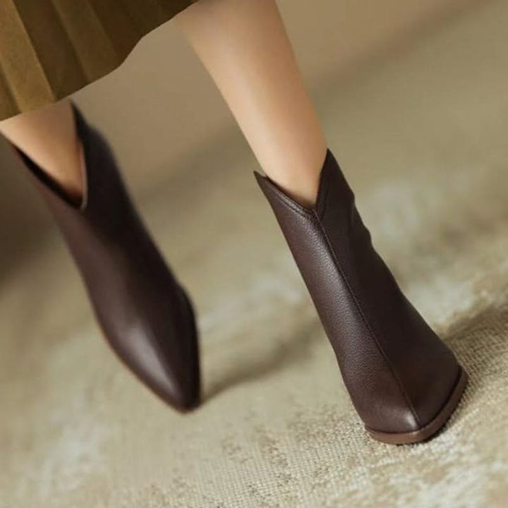 Adeline Women's Pointed Toe Ankle Boots with Block Heel