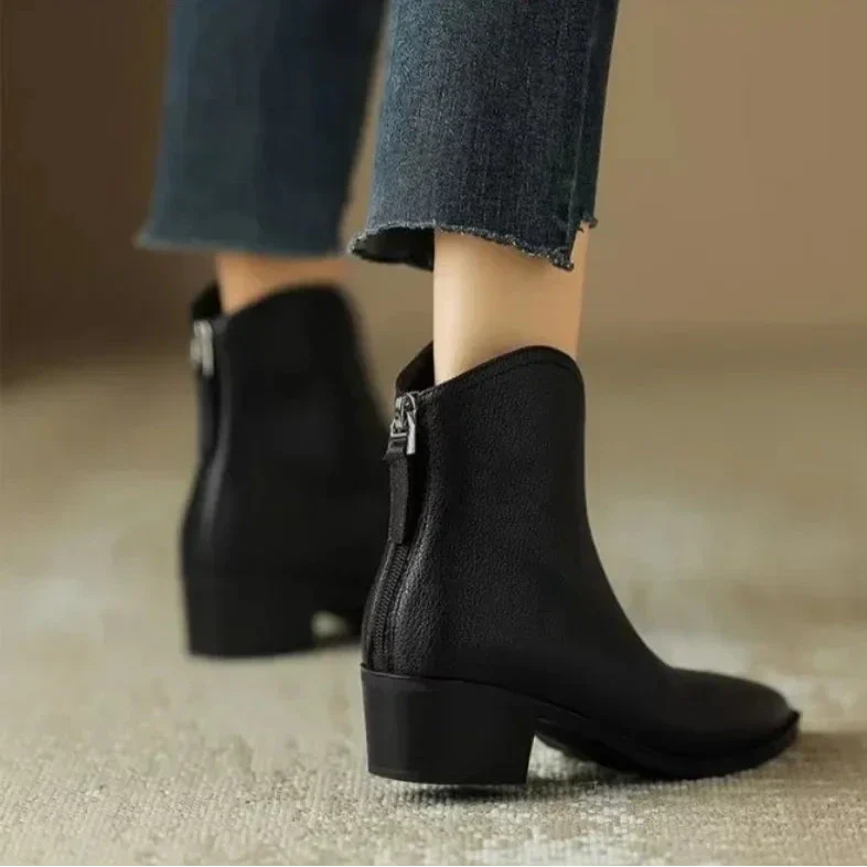 Adeline Women's Pointed Toe Ankle Boots with Block Heel