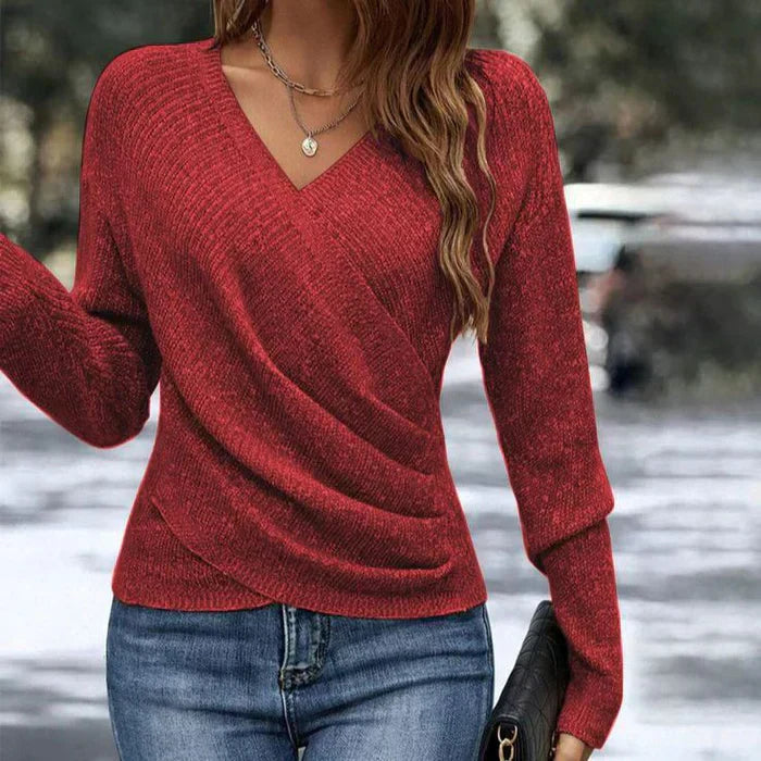 Ingrid | Wrap-Front V-Neck Knit Top for Women
