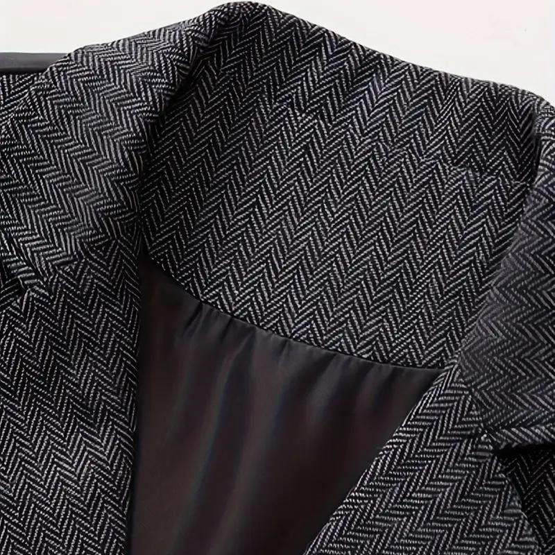 Men's Herringbone Suit Waistcoat with Lapel and Chain Detail