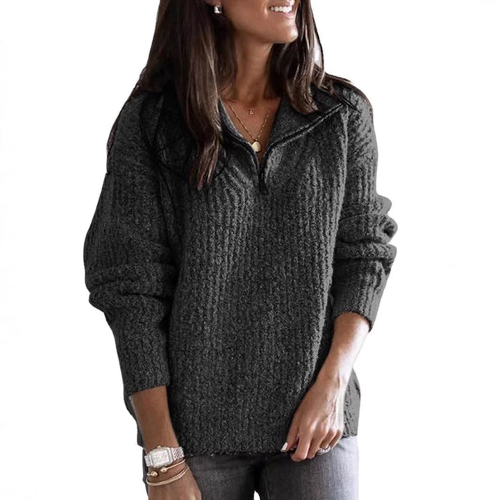Claire | Half-Zip Textured Knit Stand Collar Sweater for Women