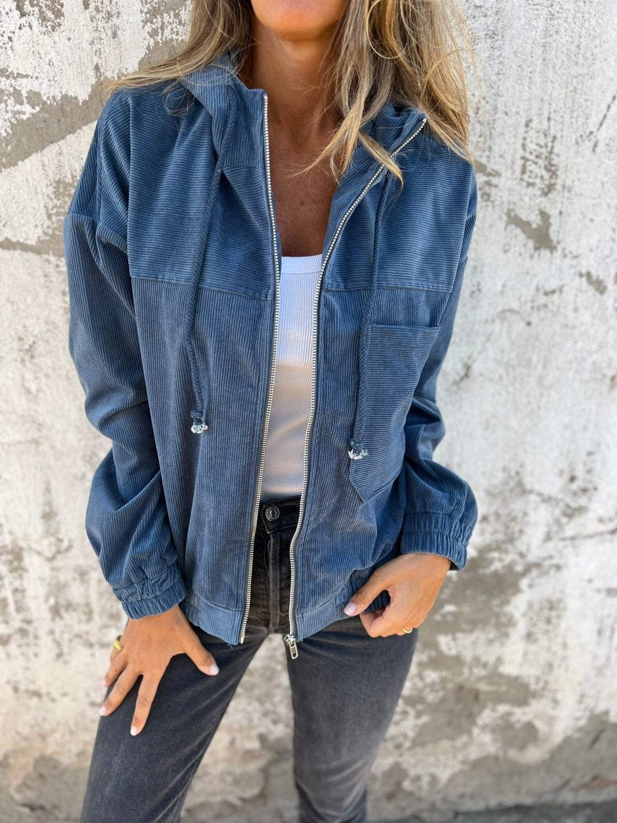 Hazel | Corduroy Hooded Zip-Up Jacket for Women