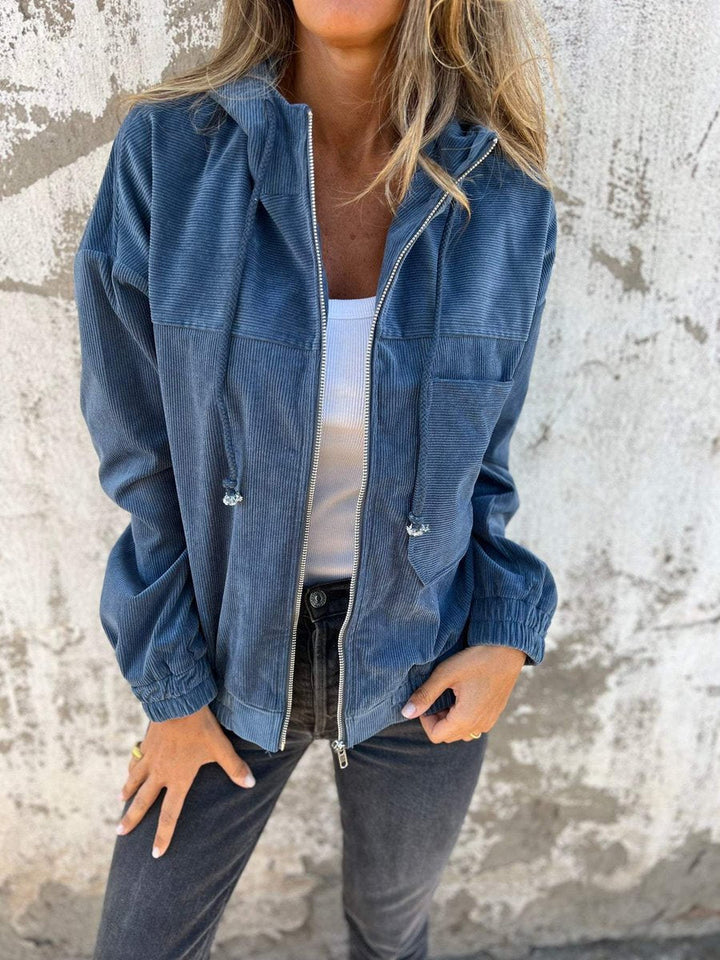 Hazel | Corduroy Hooded Zip-Up Jacket for Women