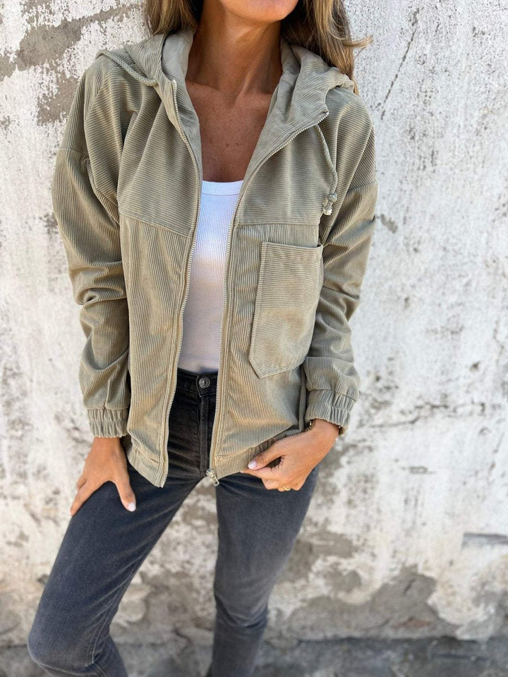 Hazel | Corduroy Hooded Zip-Up Jacket for Women