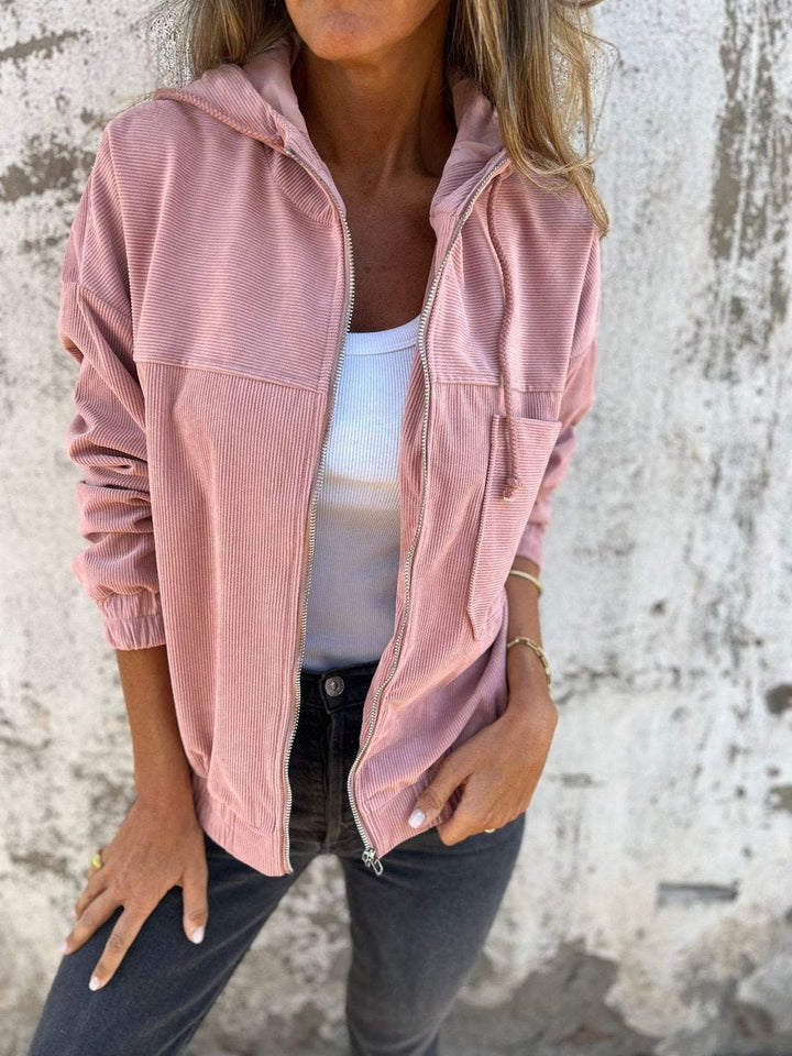 Hazel | Corduroy Hooded Zip-Up Jacket for Women