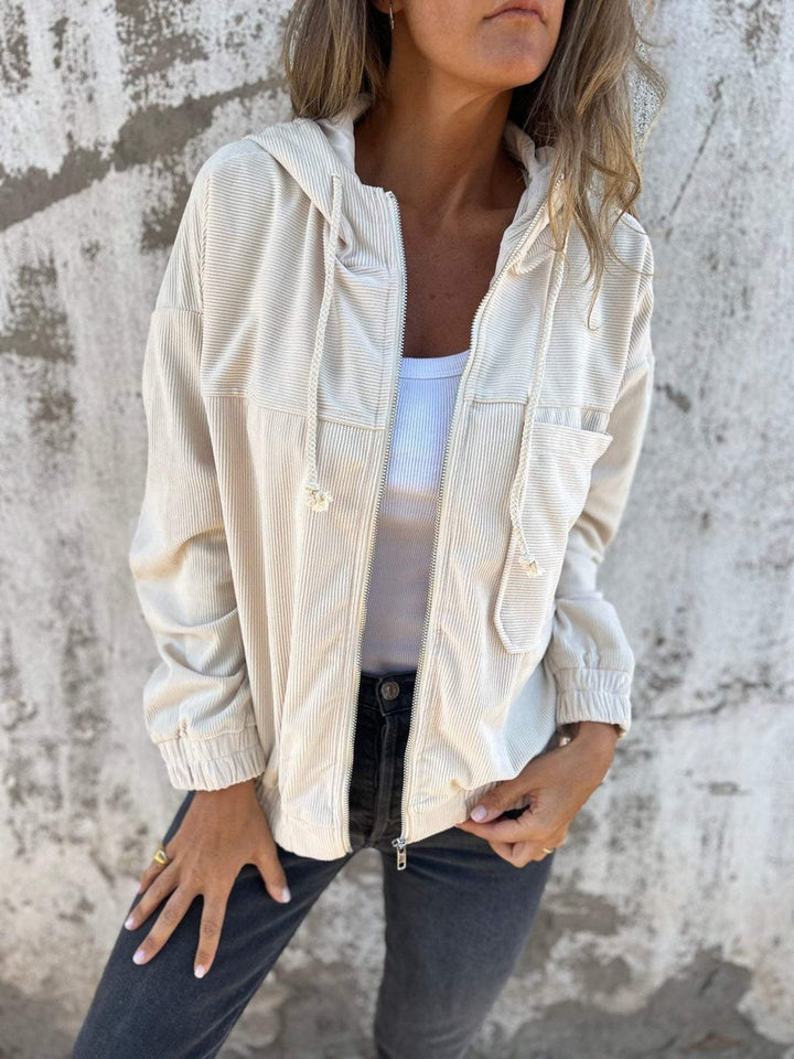 Hazel | Corduroy Hooded Zip-Up Jacket for Women
