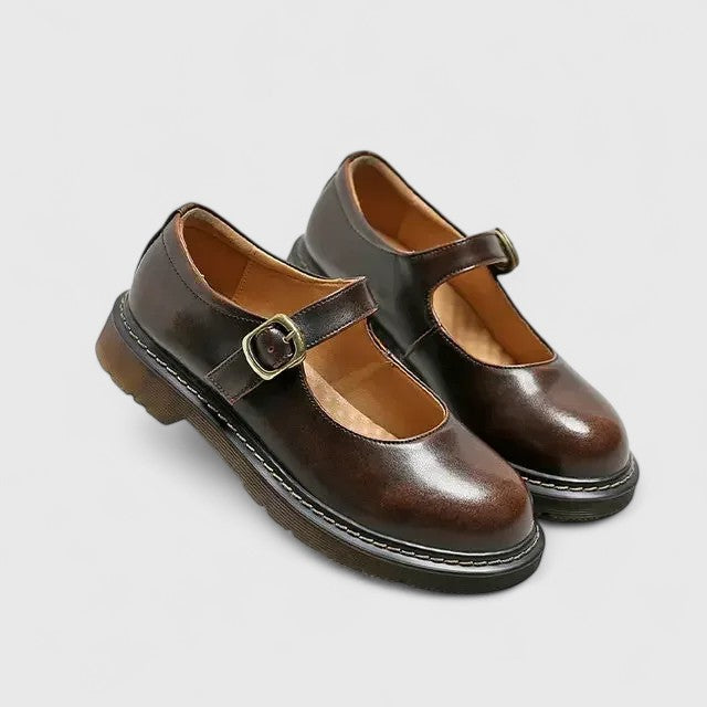 Black Mary Jane Platform Shoes with Buckle Strap and Chunky Sole