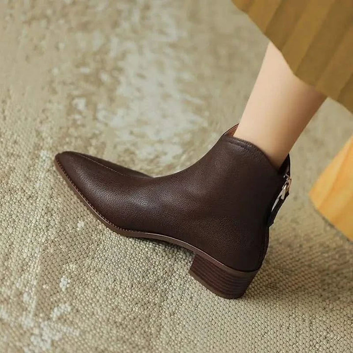 Adeline Women's Pointed Toe Ankle Boots with Block Heel
