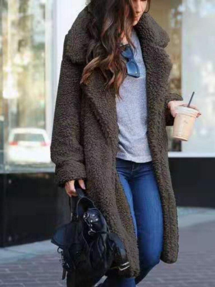 Natalie | Long Plush Teddy Fleece Coat for Women