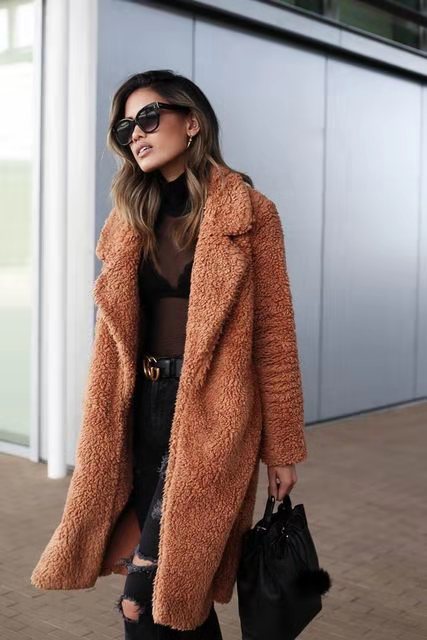 Natalie | Long Plush Teddy Fleece Coat for Women