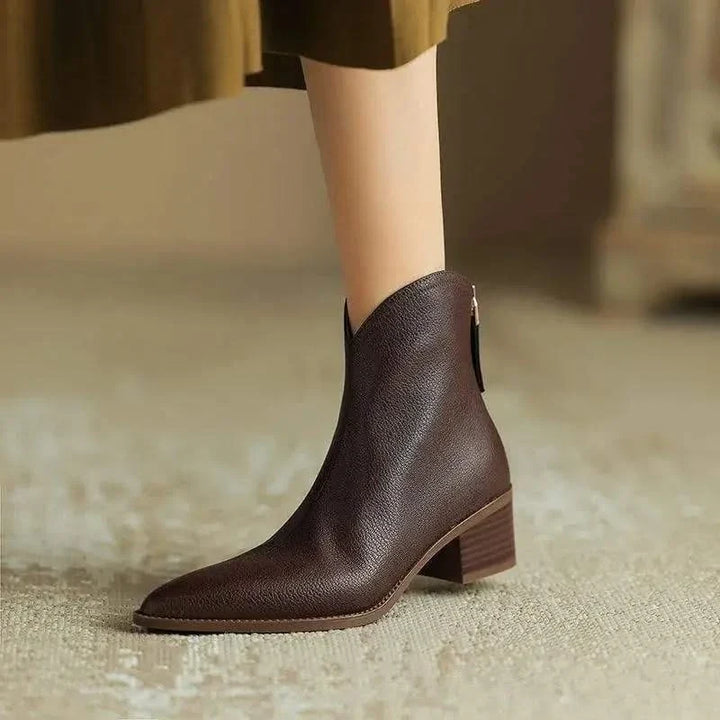 Adeline Women's Pointed Toe Ankle Boots with Block Heel