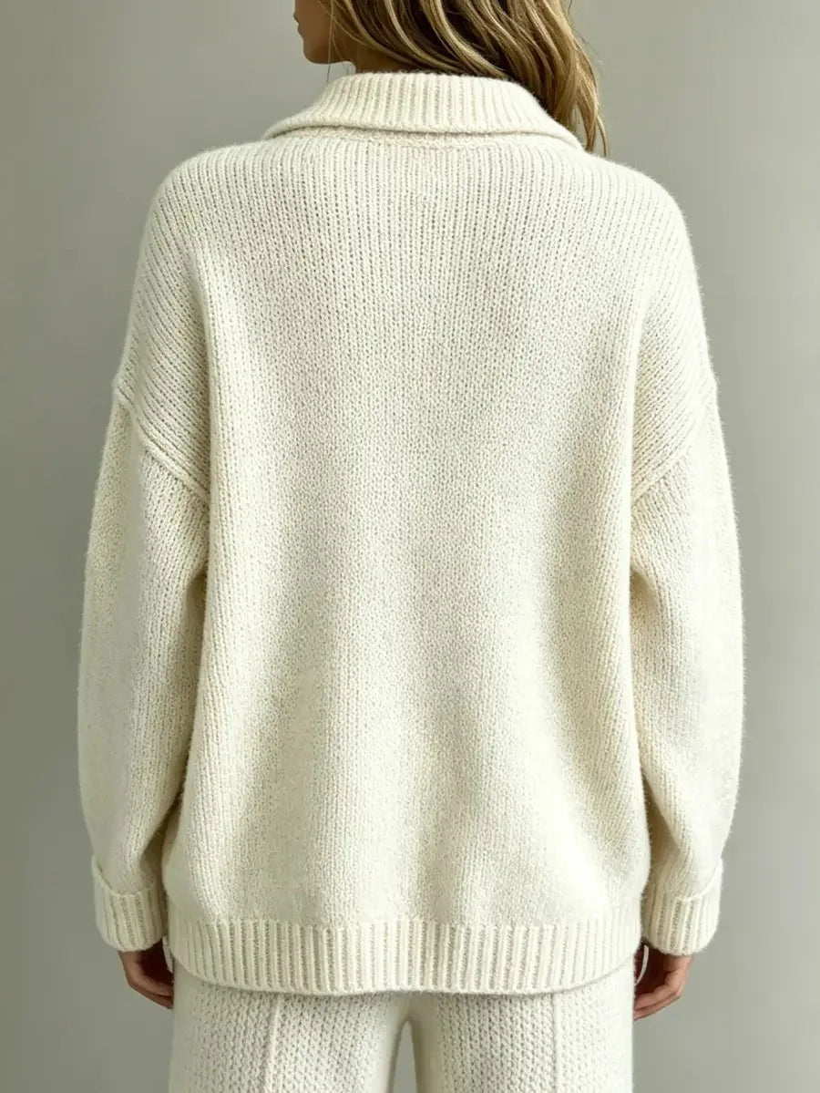 Tessa Polo Collar Button Neck Knit Sweater