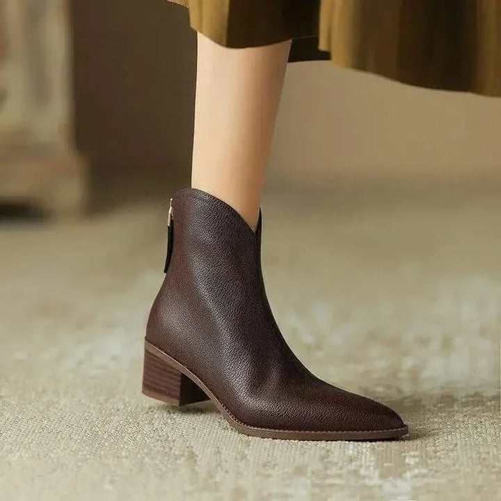 Adeline Women's Pointed Toe Ankle Boots with Block Heel