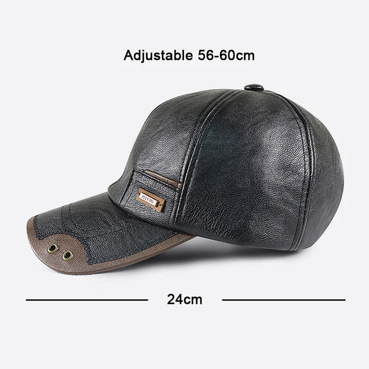 Men's Retro Faux Leather Baseball Cap with Structured Brim