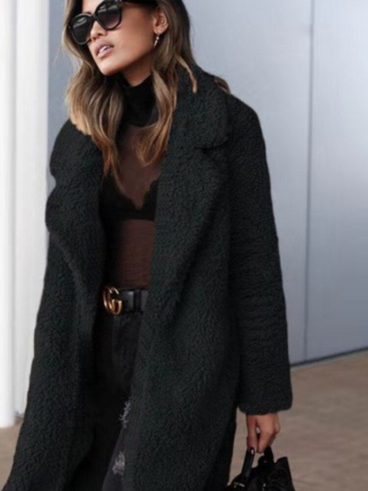 Natalie | Long Plush Teddy Fleece Coat for Women