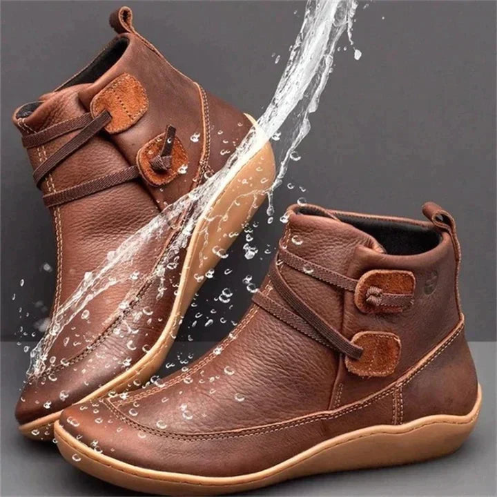 Matilda Women's Water-Resistant Leather Ankle Boots with Cushioned Support