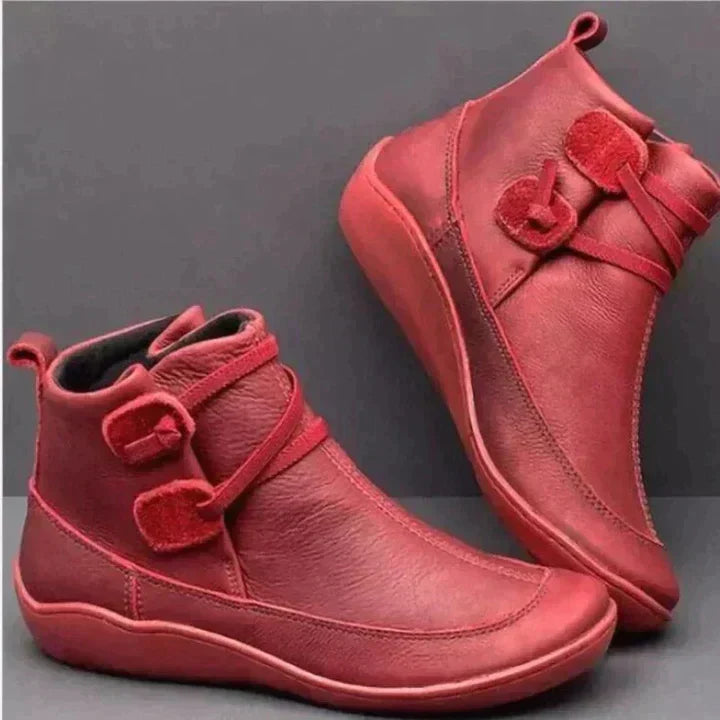 Matilda Women's Water-Resistant Leather Ankle Boots with Cushioned Support
