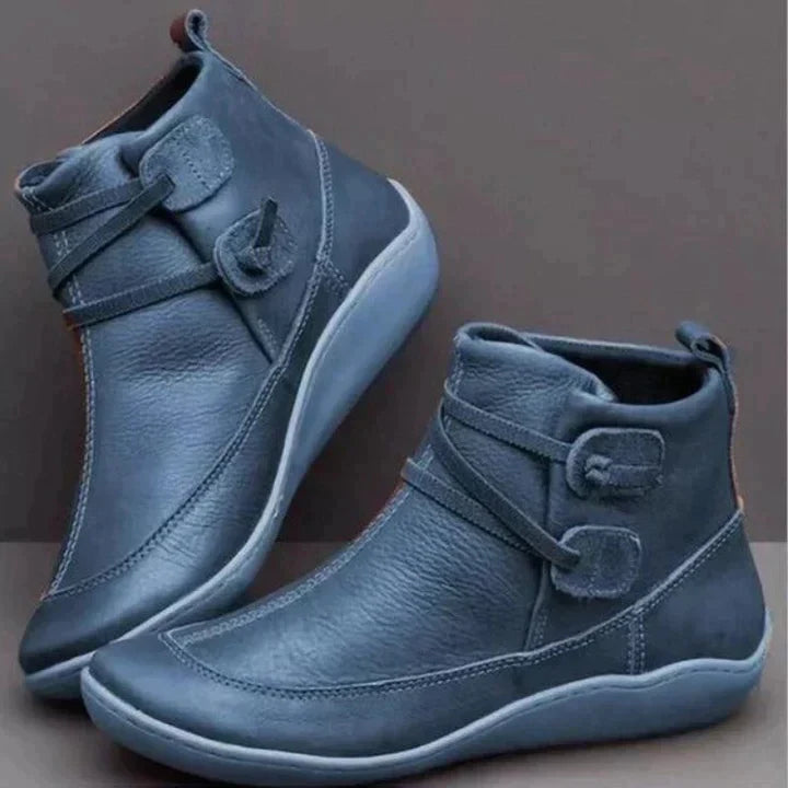Matilda Women's Water-Resistant Leather Ankle Boots with Cushioned Support