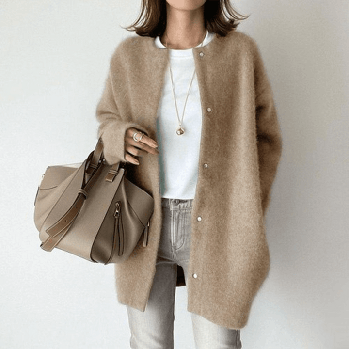Women's Oversized Knit Cardigan with Button Front