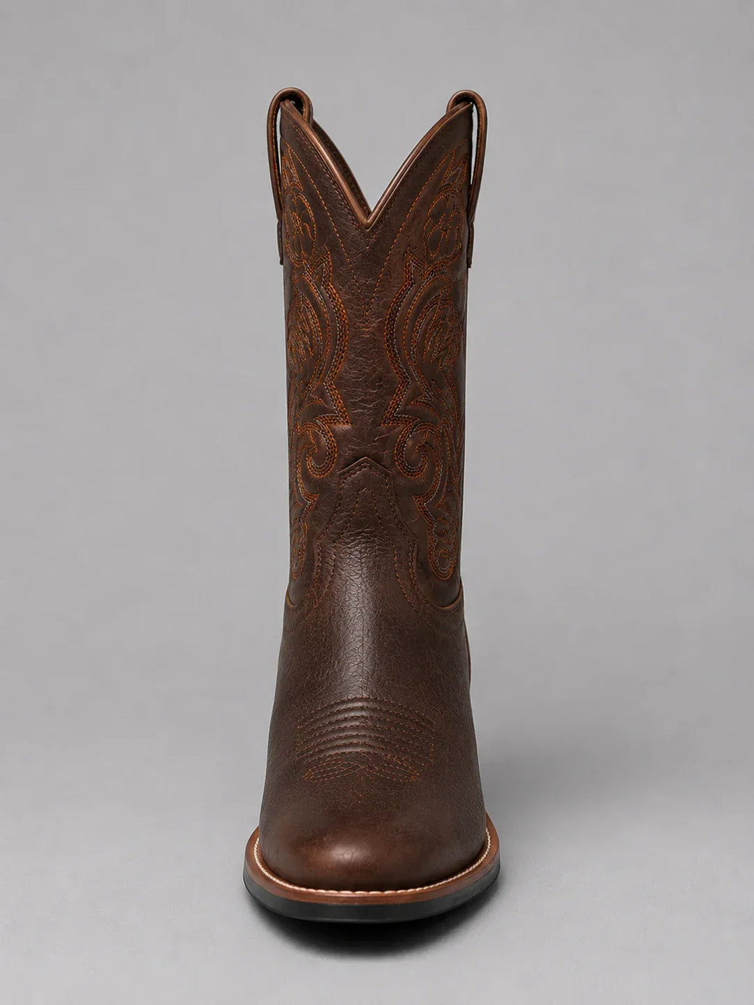 Adalyn Women's Brown Leather Western Cowboy Boots with Embroidered Shaft