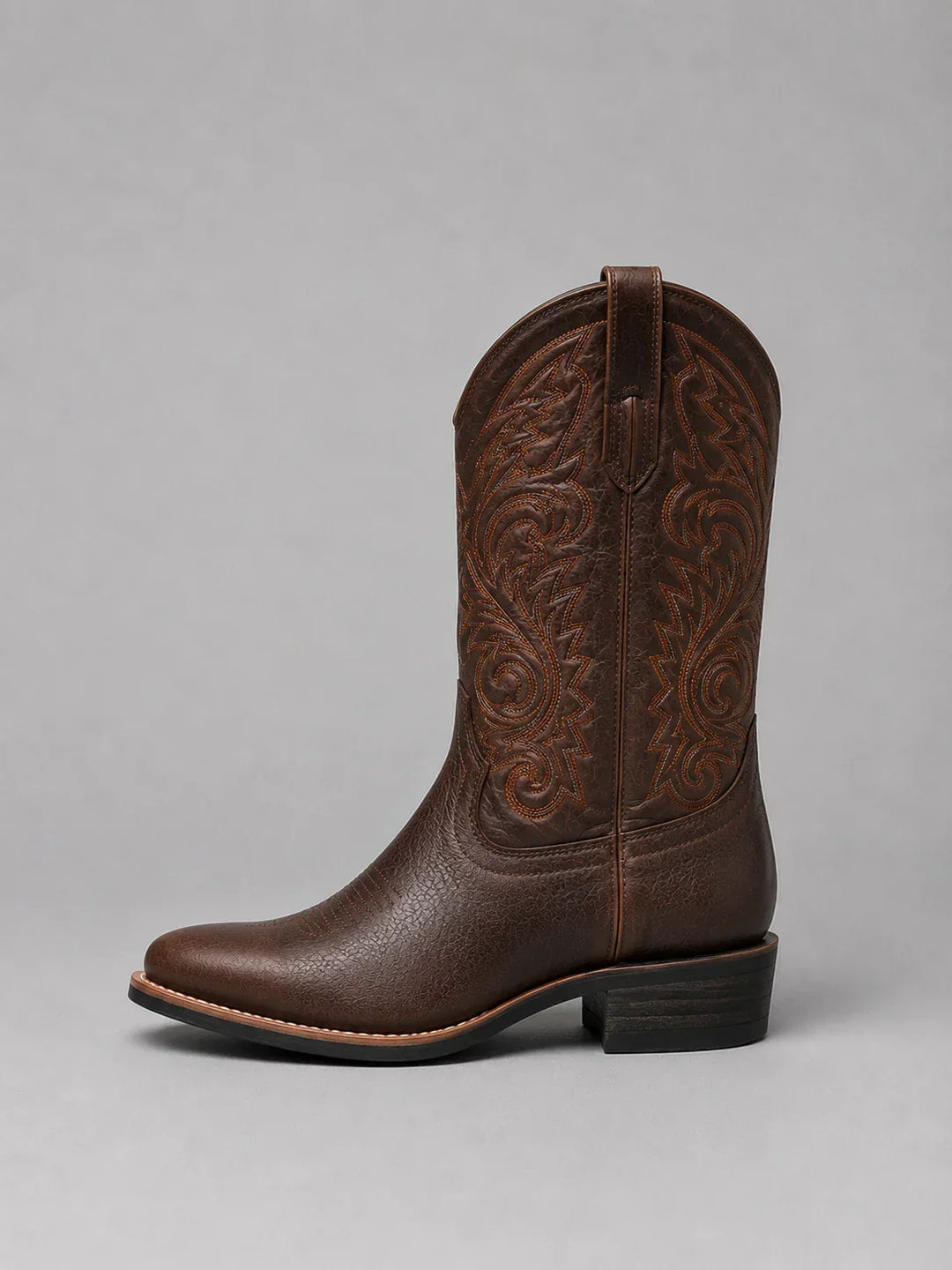 Adalyn Women's Brown Leather Western Cowboy Boots with Embroidered Shaft