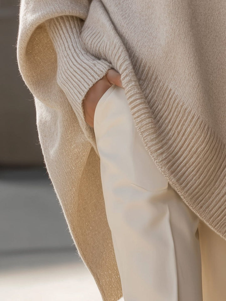 Bathilde Merino Wool Oversized Asymmetrical Knit Sweater for Women