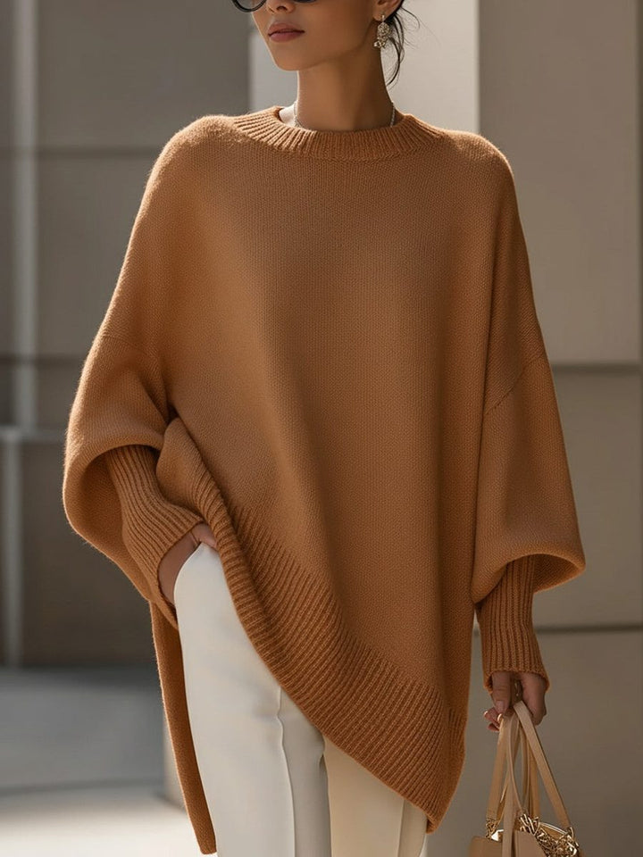 Bathilde Merino Wool Oversized Asymmetrical Knit Sweater for Women