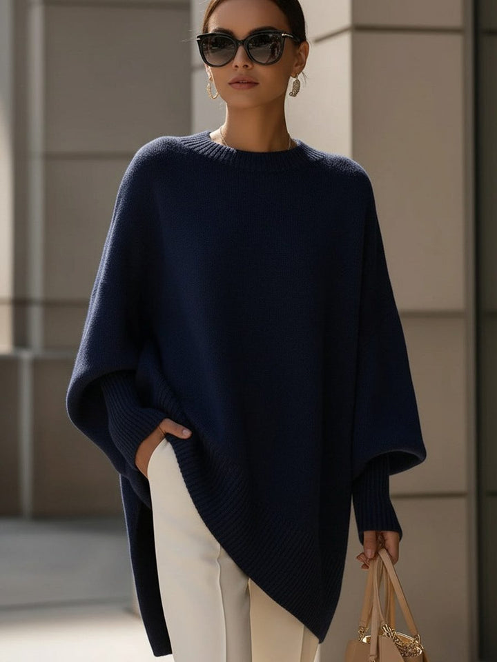 Bathilde Merino Wool Oversized Asymmetrical Knit Sweater for Women