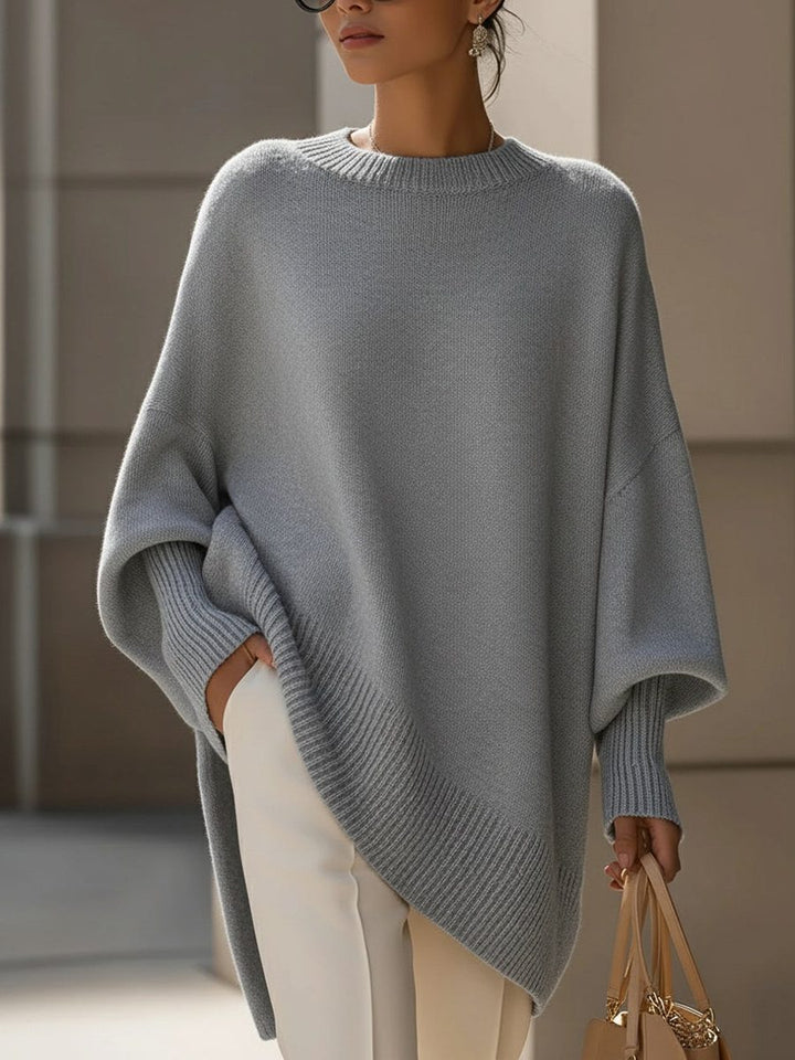 Bathilde Merino Wool Oversized Asymmetrical Knit Sweater for Women