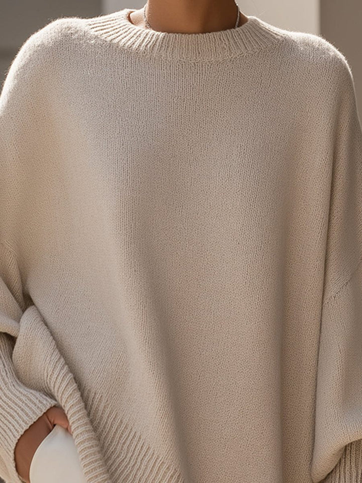 Bathilde Merino Wool Oversized Asymmetrical Knit Sweater for Women