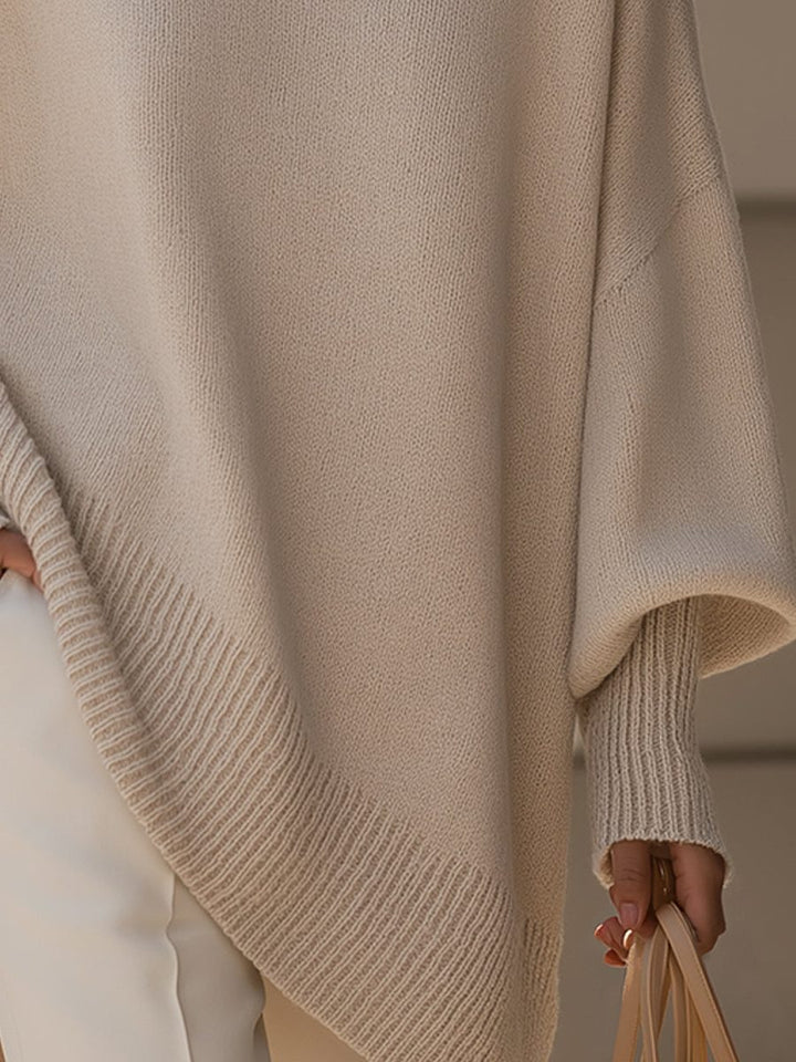 Bathilde Merino Wool Oversized Asymmetrical Knit Sweater for Women