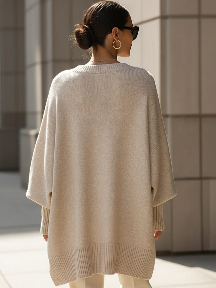 Bathilde Merino Wool Oversized Asymmetrical Knit Sweater for Women