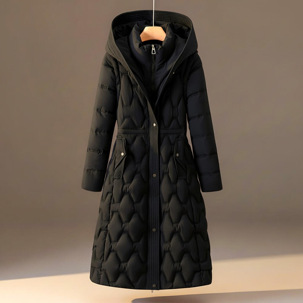 Lauren | Quilted Hooded Puffer Long Coat for Women