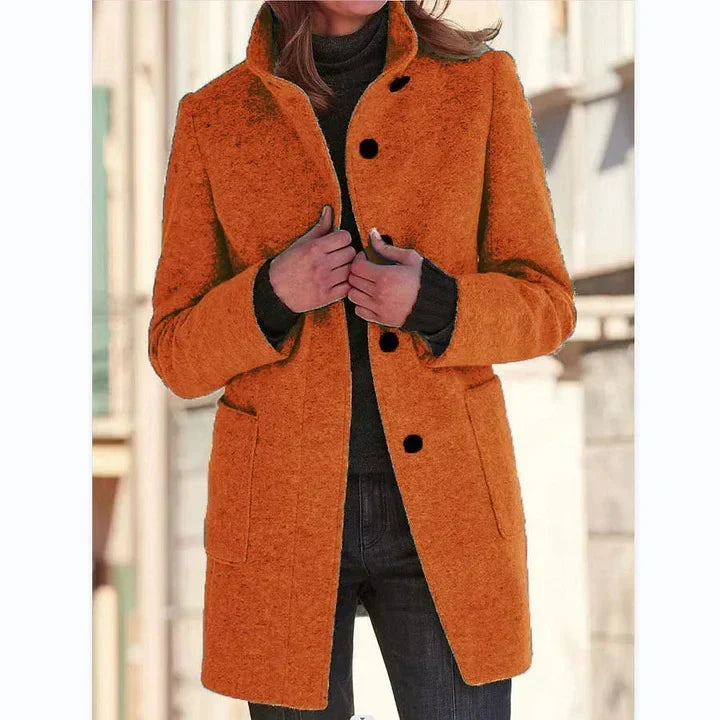Margot | Women's Wool-Blend Stand Collar Button Front Coat for Women