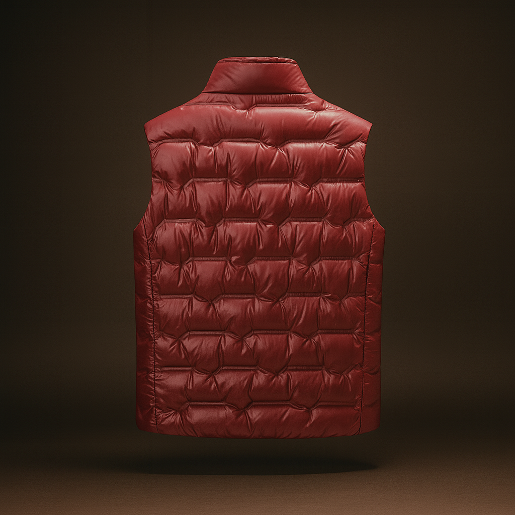 Axton Men's Duck Down Quilted Puffer Vest in Burgundy