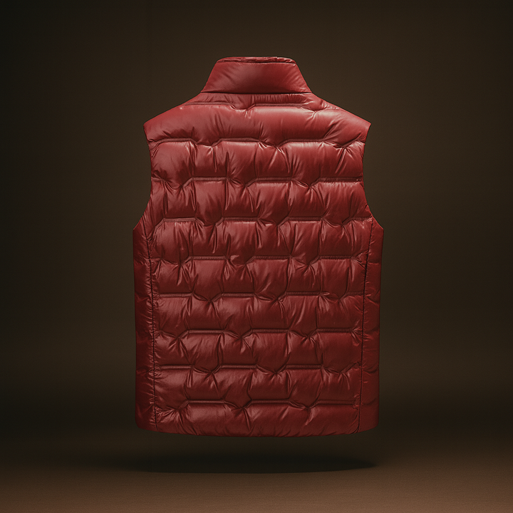 Axton Men's Duck Down Quilted Puffer Vest in Burgundy