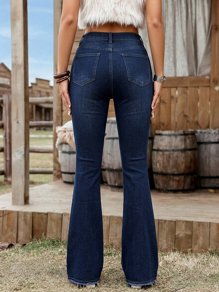 Cassidy | High Waist Flare Jeans Dark Wash Stretch Denim for Women