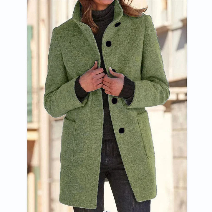 Margot | Women's Wool-Blend Stand Collar Button Front Coat for Women