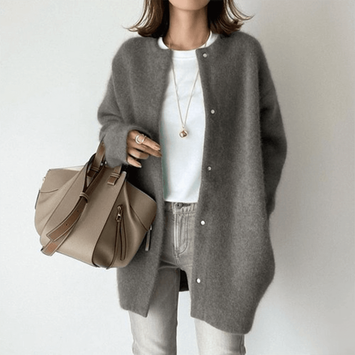 Women's Oversized Knit Cardigan with Button Front