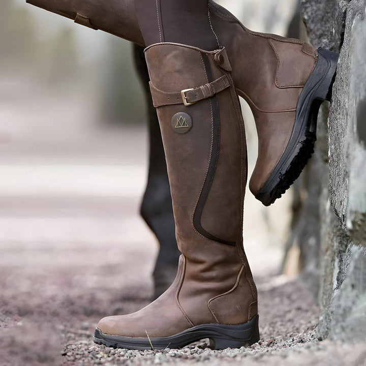 Harriet | Leather Knee-High Equestrian Riding Boots with Buckle Strap for Women