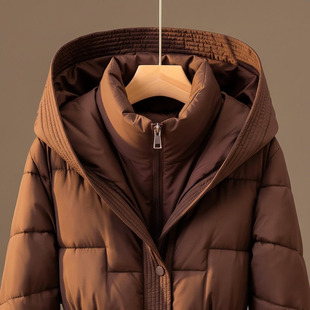 Anastasia Women's Quilted Hooded Long Puffer Coat with Belt
